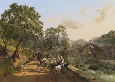 Rest on the Road (Bridge of Loro Ciuffena, Arezzo) by Johann Nepomuk Rauch